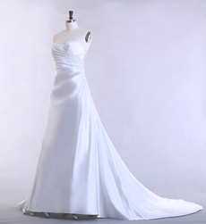 Simple Sweetheart Satin Material Wedding Dress Corset Back  
