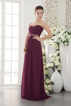Popular Sweetheart Column Grape Colored Bridesmaid Dress 