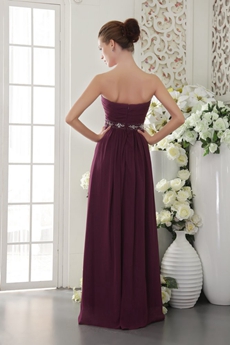 Popular Sweetheart Column Grape Colored Bridesmaid Dress 