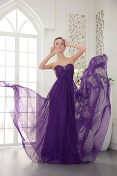 Sweetheart Column Full Length Purple Bridesmaid Dress