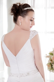 Luxury Chiffon Ruffled Wedding Dress V-Back