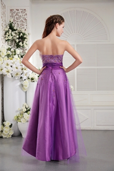 Beaded Bust Strapless Puffy Lilac Quinceanera Dress   