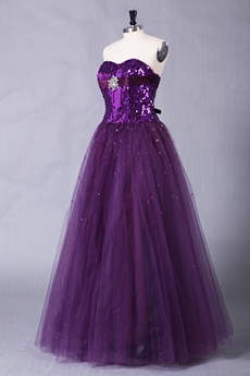 Sparkled Bodice Floor Length Purple Princess Quinceanera Dress 