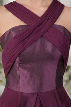Unique Straps A-line Asymmetrical Hem Grape Colored Graduation Dress 