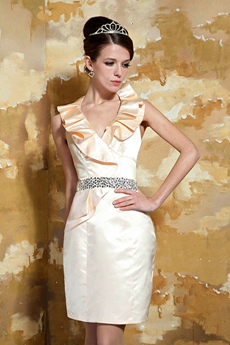 Halter A-line Mini Length Champagne Homecoming Dress