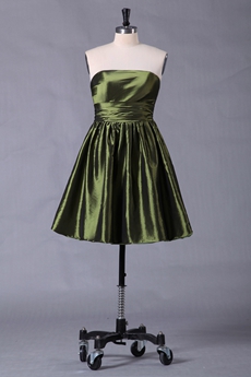Strapless A-line Mini Length Military Green Homecoming Dress 