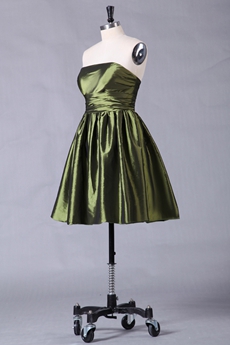 Strapless A-line Mini Length Military Green Homecoming Dress 