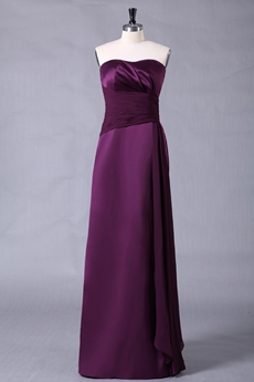 Noble Dipped Neckline Column Purple Bridesmaid Dress 