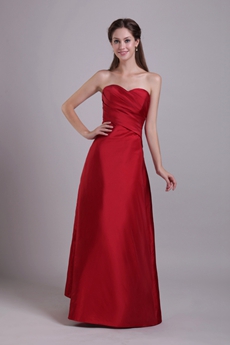 Simple Sweetheart Column Red Taffeta Prom Dress 