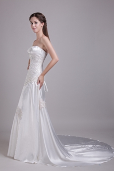 Glamour A-line Full Length Lace Wedding Dress Corset Back 