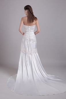 Glamour A-line Full Length Lace Wedding Dress Corset Back 