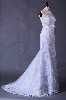 Halter A-line Full Length Casual Lace Wedding Dress 