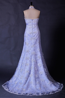 Halter A-line Full Length Casual Lace Wedding Dress 