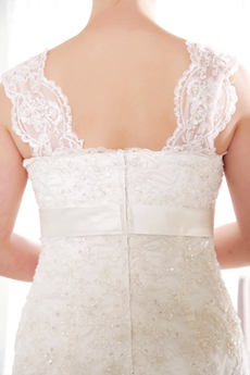 A-line Tank Straps Lace Wedding Dress 