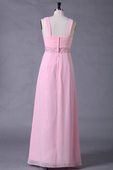 Cute Straps Pink Chiffon Bridesmaid Dress 