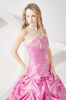 Strapless Ball Gown Taffeta Hot Pink Quinceanera Dress 2016