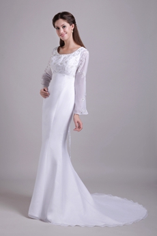 Long Sleeves Embroidery Winter Wedding Dress 