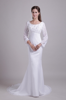 Long Sleeves Embroidery Winter Wedding Dress 