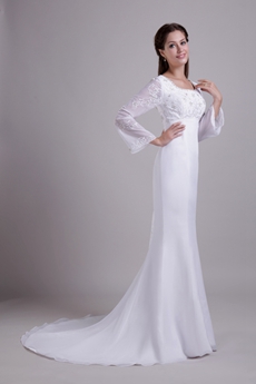 Long Sleeves Embroidery Winter Wedding Dress 