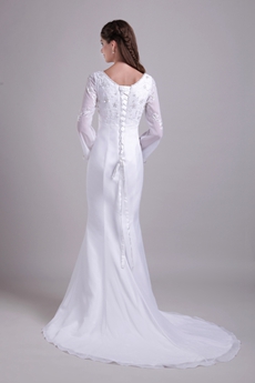 Long Sleeves Embroidery Winter Wedding Dress 