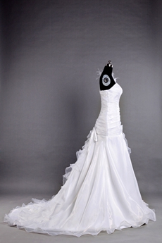 Beautiful White Organza One Shoulder Sheath Wedding Dresses 