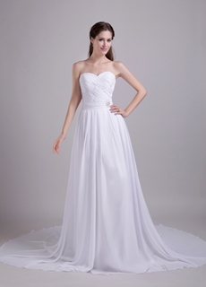 Sweetheart A-line Chiffon Wedding Dress For Plus Size Women 