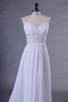 Straps A-line Full Length Chiffon Plus Size Wedding Gown 