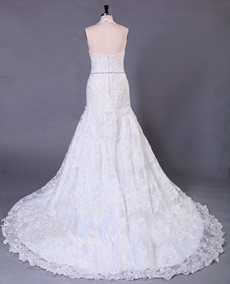 Top Halter Plunge Neckline Lace Wedding Dress 