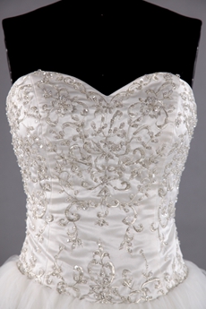 Embroidered Bodice Sweetheart Princess Wedding Dress 