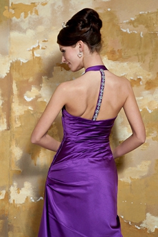 Halter Column Full Length Regency Purple Prom Dress  