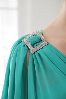 One Shoulder Knee Length Teal Chiffon Homecoming Dress 