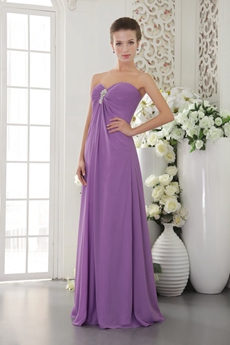 Sweetheart Eggplant Purple Chiffon Bridesmaid Dress 
