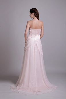 Cowl Neckline Pearl Pink Chiffon Prom Dress 