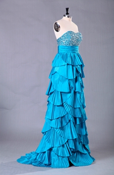 Charming Turquoise Column Floor Length Prom Dress With Handmade Bodice 
