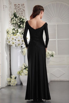 Straight Ankle Length Long Sleeves Black Mother Of The Bride Dress 
