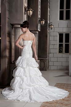 Modest A-line Taffeta Plus Size Wedding Dress With Dropped Waist 