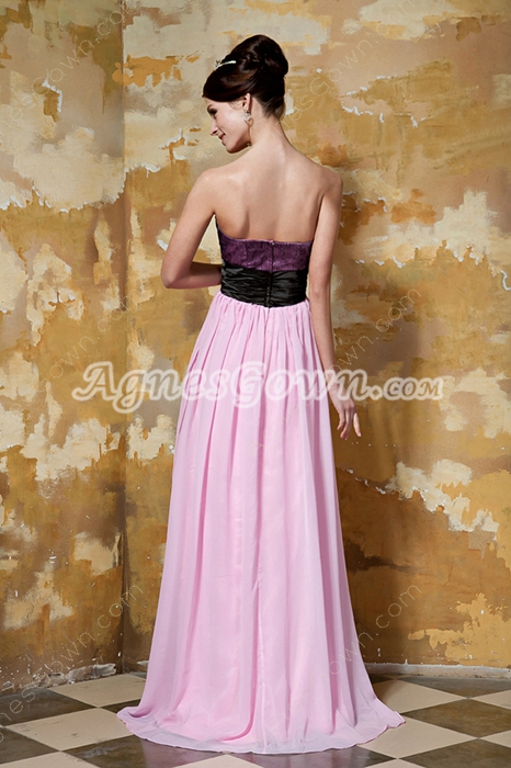 Column Full Length Black And Pink Formal Evening Gown With Shawl 