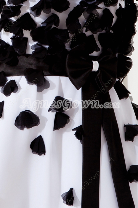 Spaghetti Straps A-line Mini Length Black And White Damas Dress 
