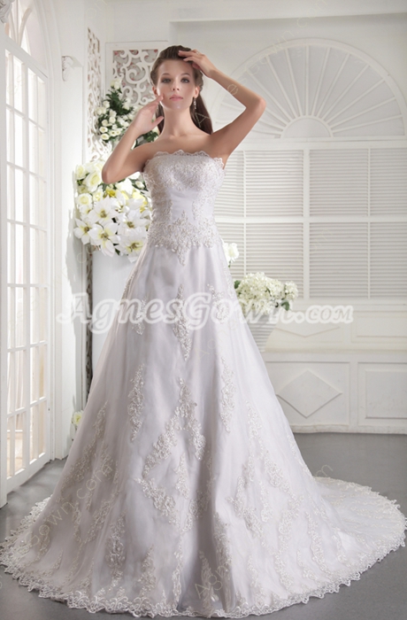 Breathtaking A-line Floor Length Lace Wedding Dress Button Back  
