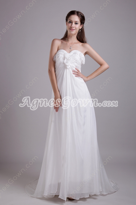 Exclusive Empire Chiffon Maternity Wedding Gown With Floral Bust 