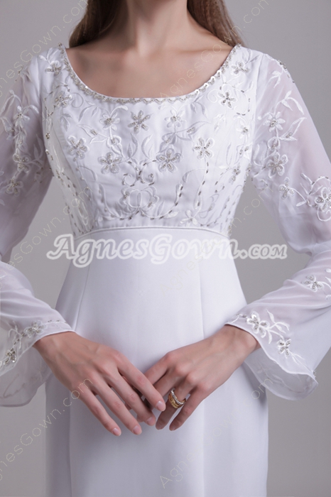 Long Sleeves Embroidery Winter Wedding Dress 