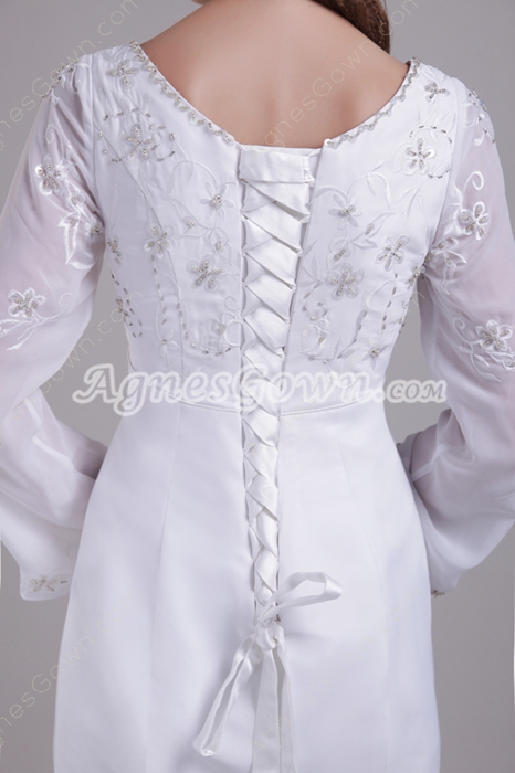 Long Sleeves Embroidery Winter Wedding Dress 
