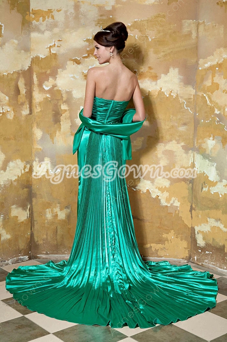 Sweetheart A-line Green Satin Celebrity Dress Front Slit 