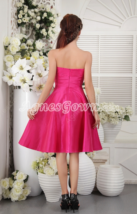 Knee Length Fuchsia Junior Bridesmaid Dress 