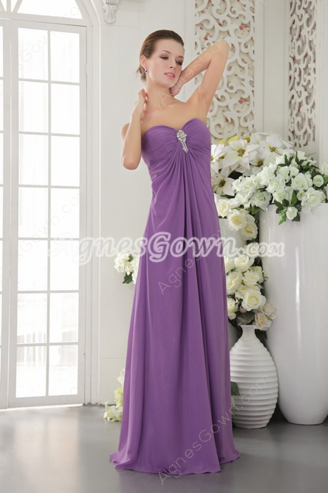 Sweetheart Eggplant Purple Chiffon Bridesmaid Dress 