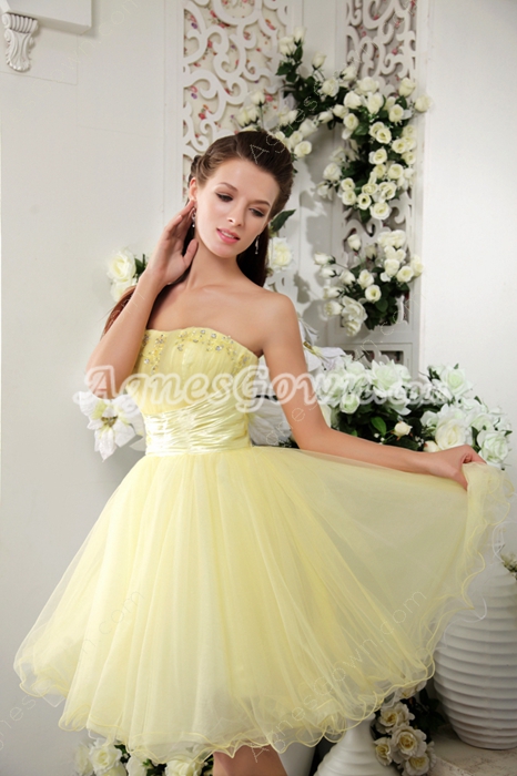 Adorable Dipped Neckline Puffy Mini Length Sweet Sixteen Dress 