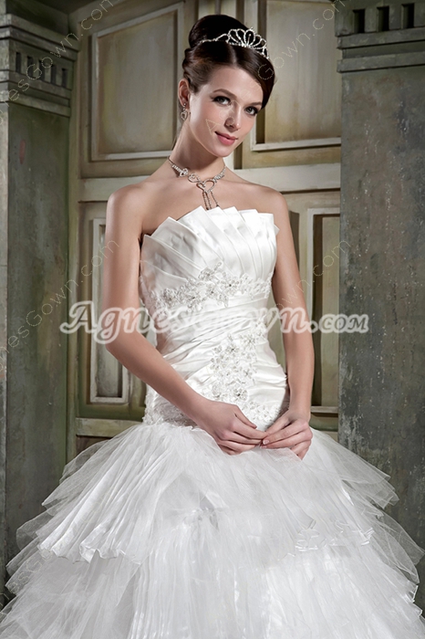 Gorgeous White Organza Layered Ball Gown Wedding Dress 
