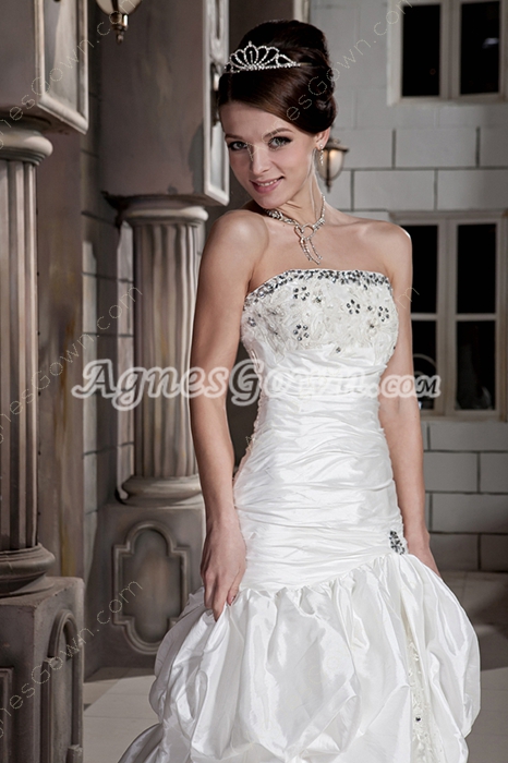 Modest A-line Taffeta Plus Size Wedding Dress With Dropped Waist 