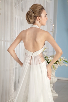 Sexy Halter Open Back A-line Lace Wedding Gown 