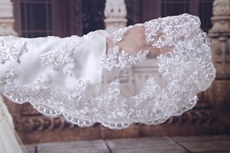 Beautiful White Tulle Princess Muslim Wedding Dress With Lace Bolero 